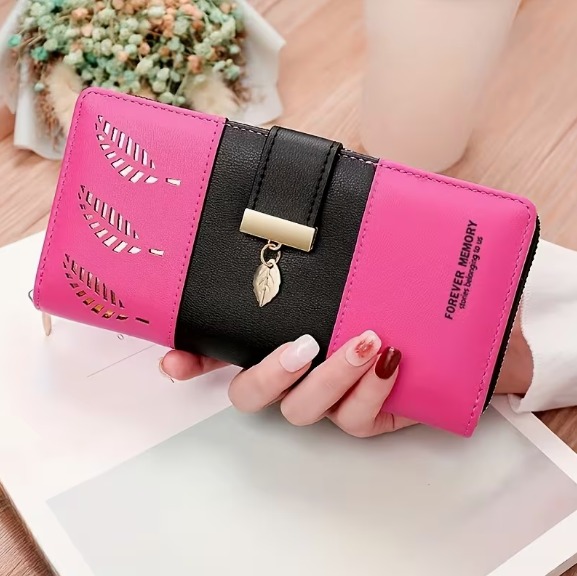 Elegant Leaf Design Long Wallet