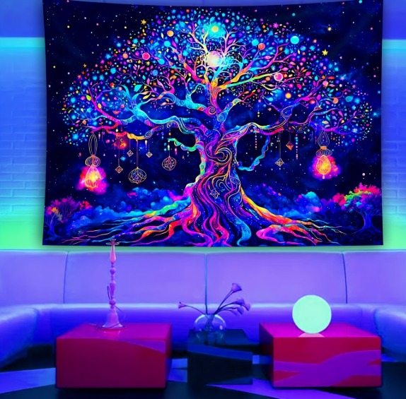 Neon Tree Tapestry – Glow Wall Decor