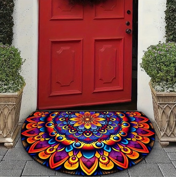 Mandala Door Mat – Colorful Boho Welcome Rug