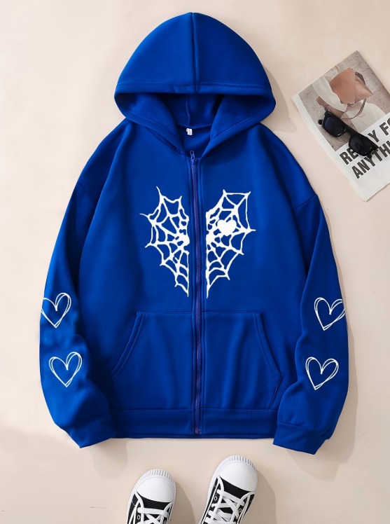 Spiderweb Heart Hoodie Cardigan